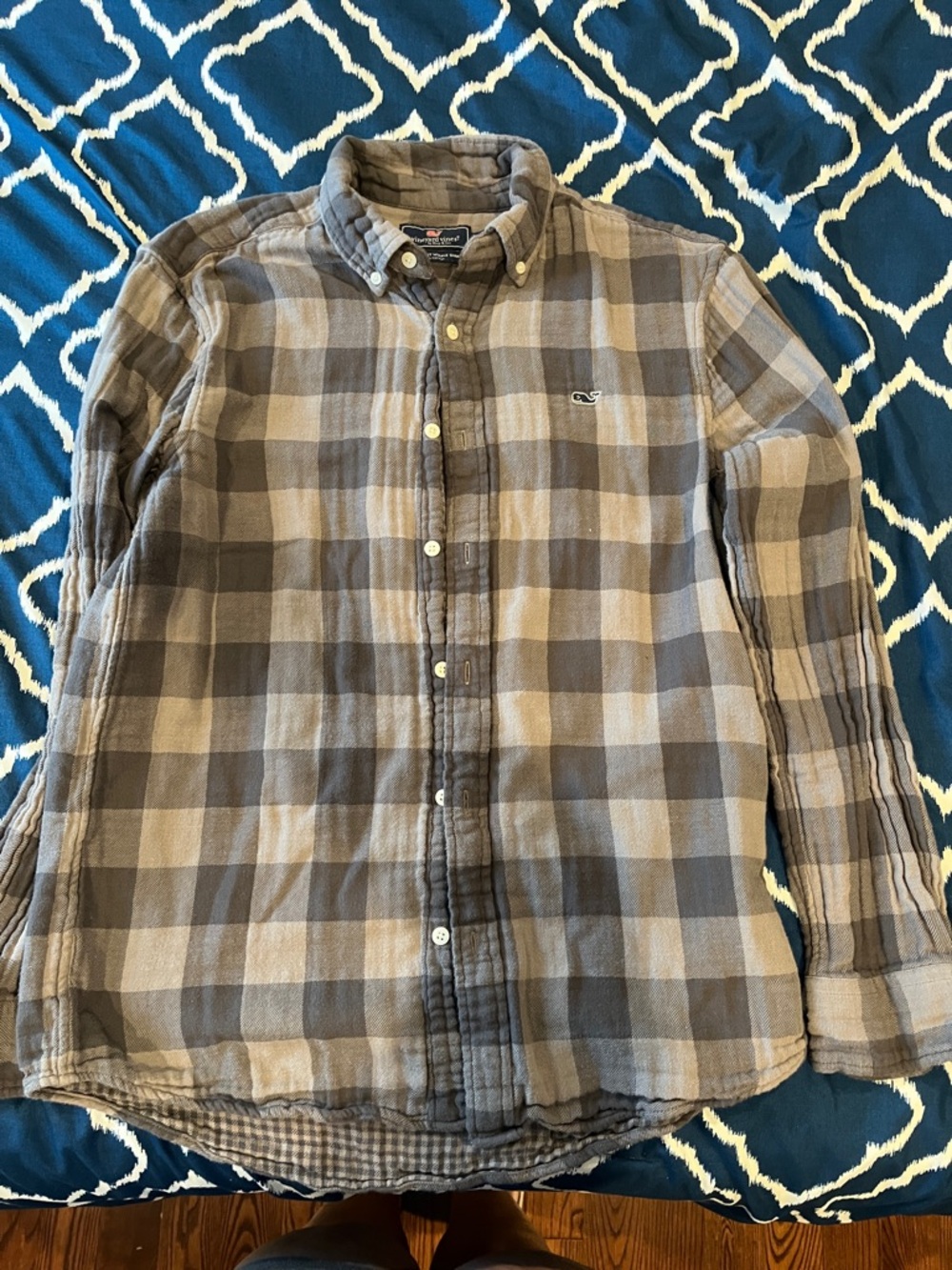Vineyard Vines Brown and Gray Plaid Button-Down Shirt